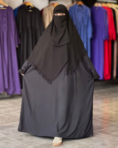 طقم "السكينة" الثلاثي (عباية+فولار+نقاب)